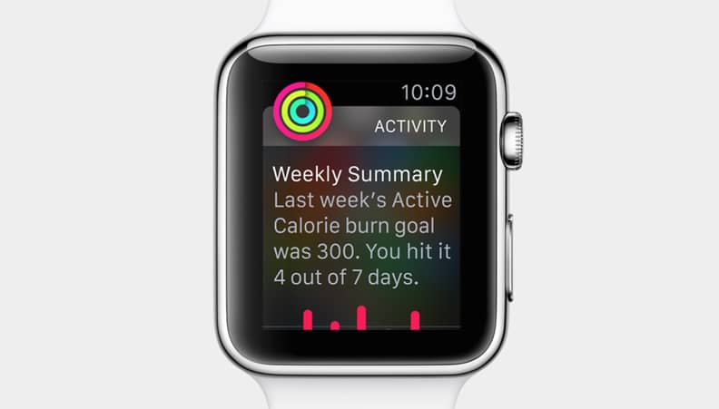 Apple watch weekly summary hotsell