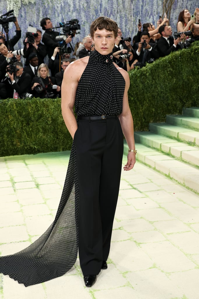 Connor Storrie at the 2026 Met Gala wearing Saint Laurent