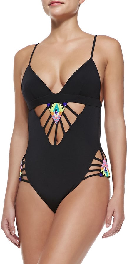 Mara Hoffman Beaded Cutout One-Piece Swimsuit