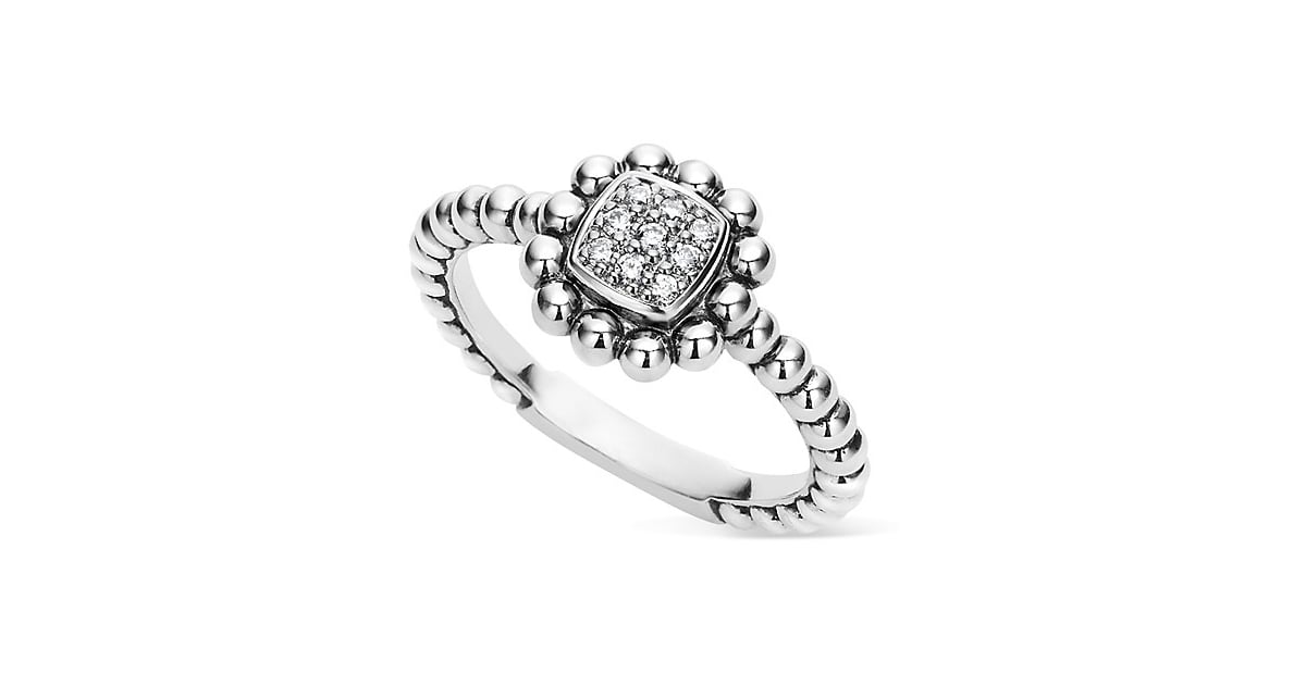 Lagos Sterling Silver Caviar Spark Diamond Square Ring Soo Joo Park