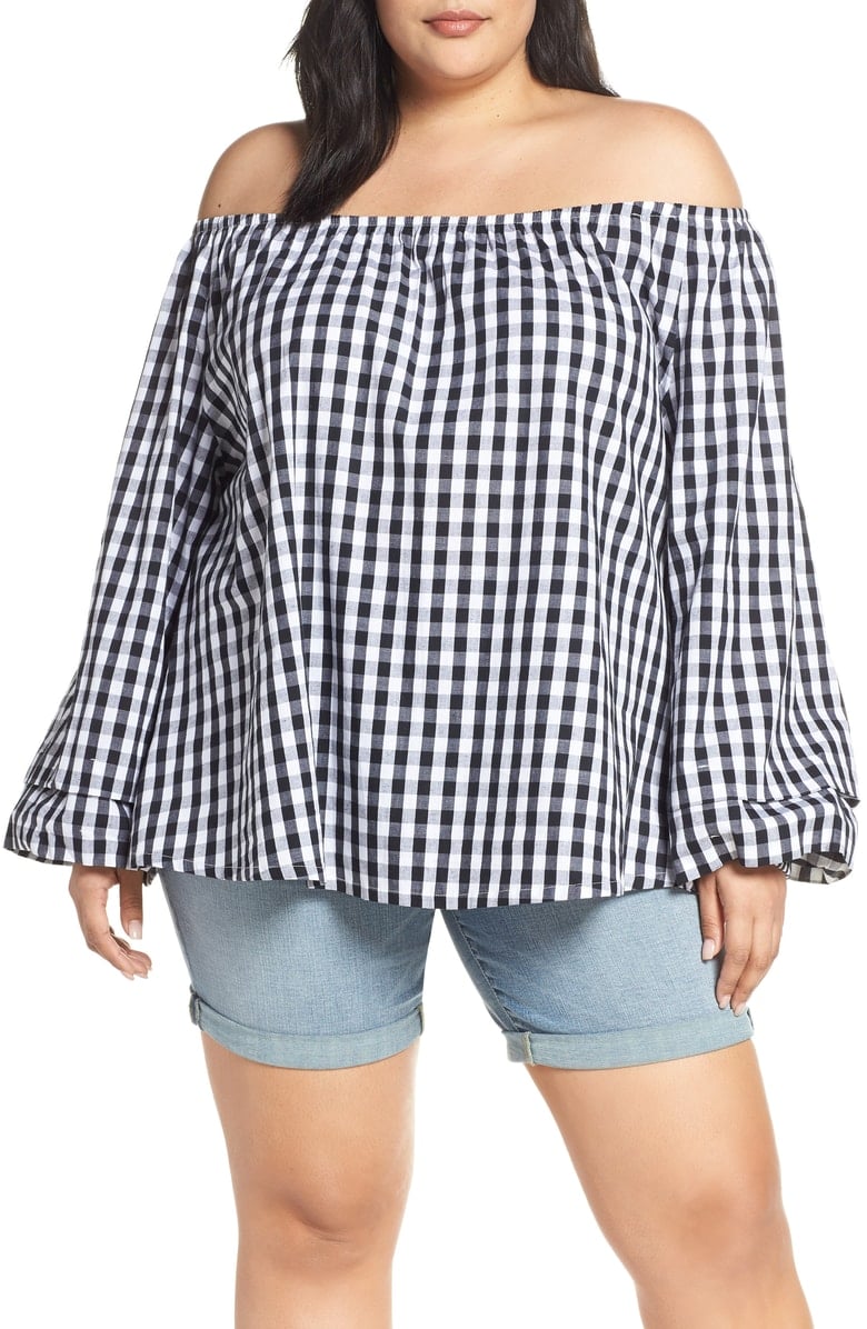 Seven7 Billow Sleeve Gingham Top