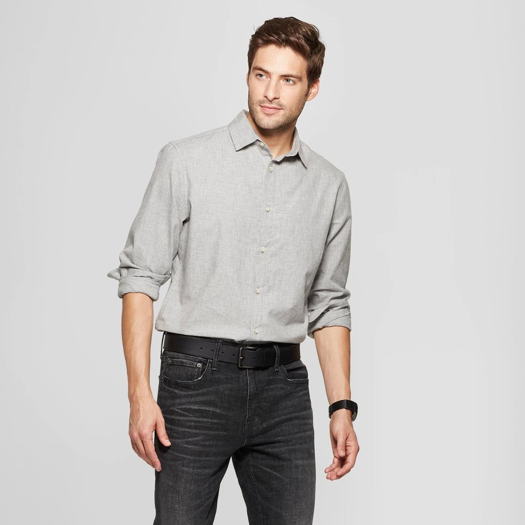 Men's Long Sleeve Dressy Casual Button-Down Shirt