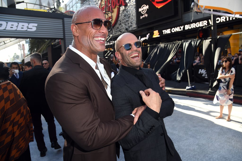 Dwayne Johnson and Jason Statham are gracing our screens again in the Fast and Furious spinoff, Hobbs & Shaw, after starring together in 2017's Furious 7. Even though Dwayne and Jason's characters don't exactly get along in the film, they actually have quite the cute bromance in real life. In addition to sharing hugs and smiles during public outings, Dwayne and Jason recently opened up about their friendship in an interview with Entertainment Weekly. "I think me and Dwayne share a very similar sense of humor," Jason said. "The only difference in us is the amount of weight he pushes when he's doing a bench press." 
Dwayne also joked about their friendship while speaking with Extra at the Hobbs & Shaw premiere in LA. "This relationship that I have with Jason is a lot of fun," he joked. "With a guy like that . . . his ego is so big, like his head, you just got to placate the star." See some of Dwayne and Jason's best moments together ahead!

    Related:

            How Rich Is Dwayne Johnson? Really, Really Rich