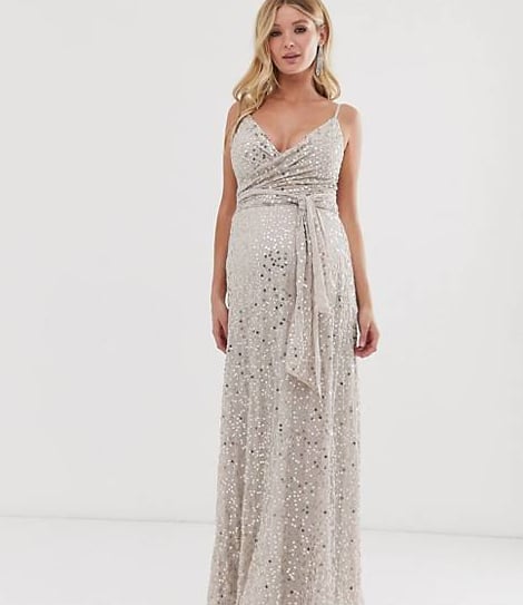 ASOS Design Maternity Tie Waist Maxi Dress | Best Wedding Guest Dresses ...