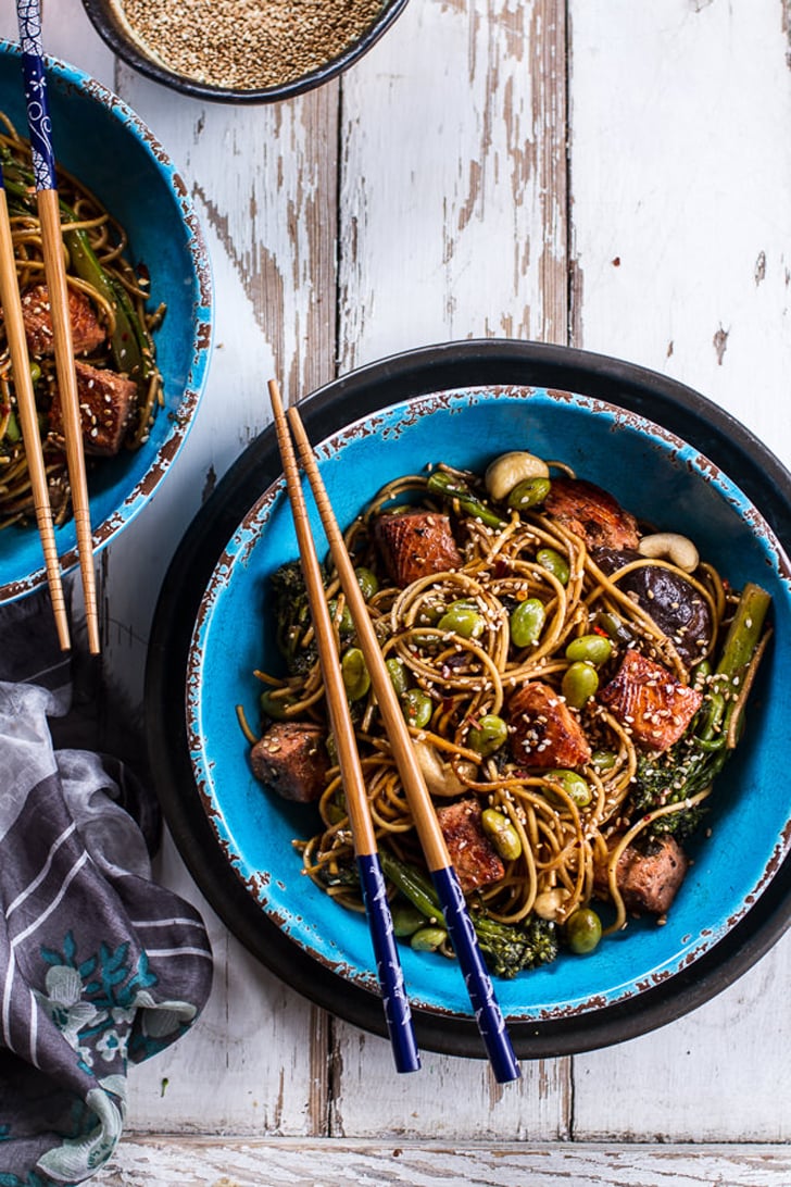 Sake and Ginger Soba Noodle Salmon Stir-Fry