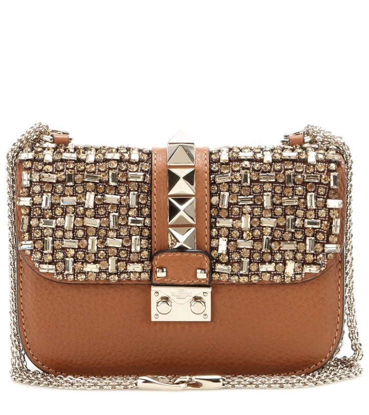 Valentino Lock Small Embellished Leather Shoulder Bag ($3,045 ...