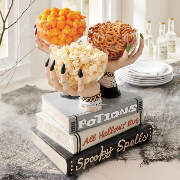 For Sweet Treats: Witch Hands Snack Bowl Stand