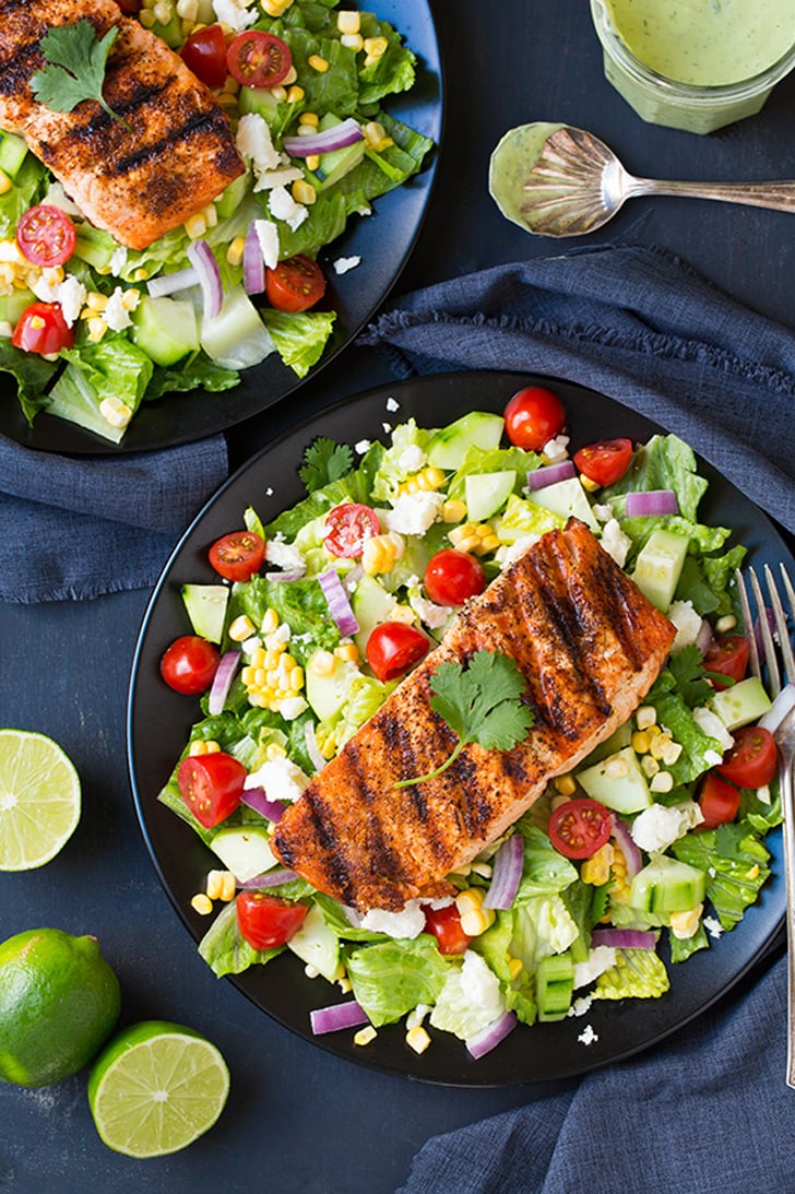 Mexican Grilled Salmon Salad With Avocado Greek Yogurt Ranch Dressing