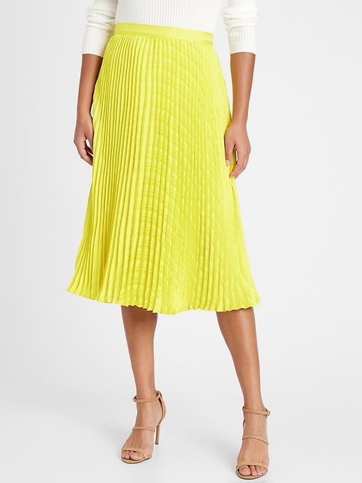 Banana Republic Yellow Pleated Midi Skirt