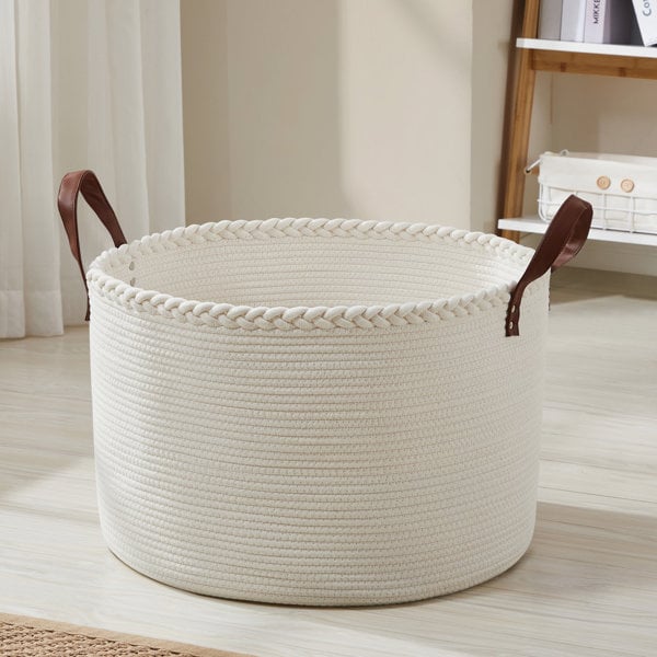 Gracie Oaks Xlarge Round Cotton Rope Storage Basket