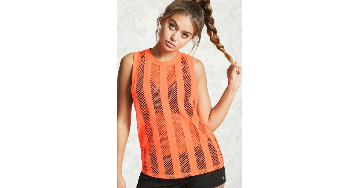 Active Stripe Mesh Tank Top Neon Workout Clothes POPSUGAR Fitness