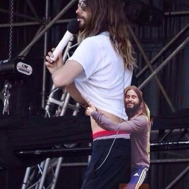 Jared Hugging Himself on Stage
