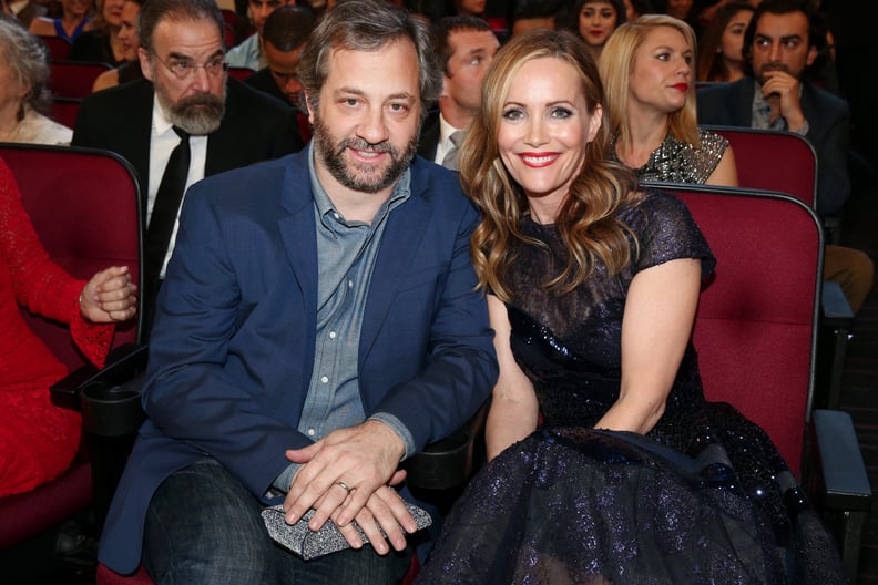 Judd Apatow and Leslie Mann were all smiles in their seats.