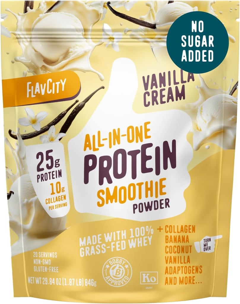FlavCity Grass Fed Whey Protein Powder ($48, originally $60)
If you want a clean, creamy protein boost in your smoothie or shake, consider this protein powder. Each serving delivers 25g of grass-fed whey protein and 10g of collagen, plus real vanilla bean and organic coconut milk for a naturally sweet taste. It's gluten-free, has no added sugars, and has a taste that's hard to beat. You can get almost $20 off the powder for Prime Day.