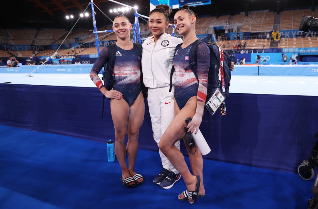 The Gadirova Twins of Great Britain With Olympic All-Around Champion Sunisa Lee