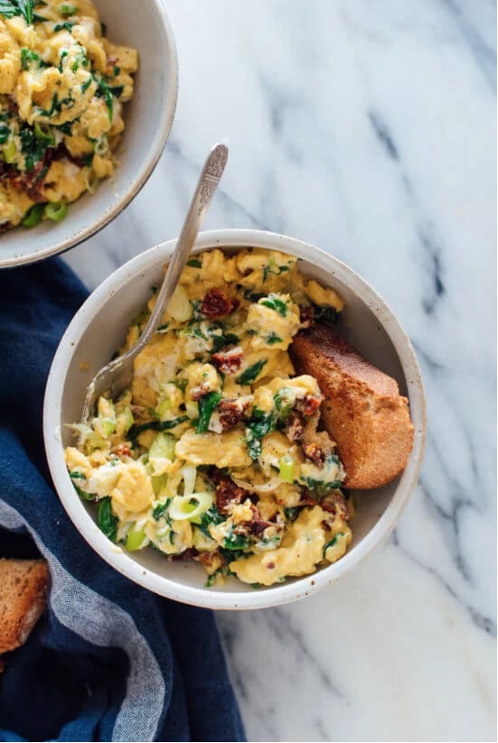 Creamiest Scrambled Eggs With Goat Cheese
