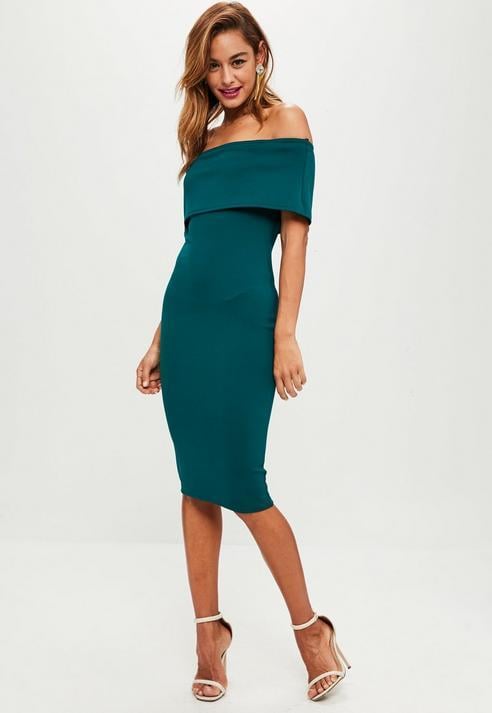 Missguided Blue Cut Out Bardot Midi Dress