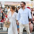 J Lo Styles a Plunging White Maxi Dress With Sporty Platform Sandals