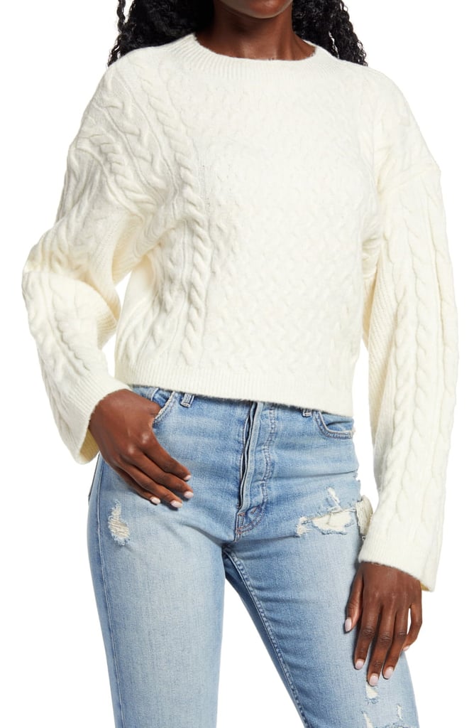 Topshop Cable Stitch Crop Sweater