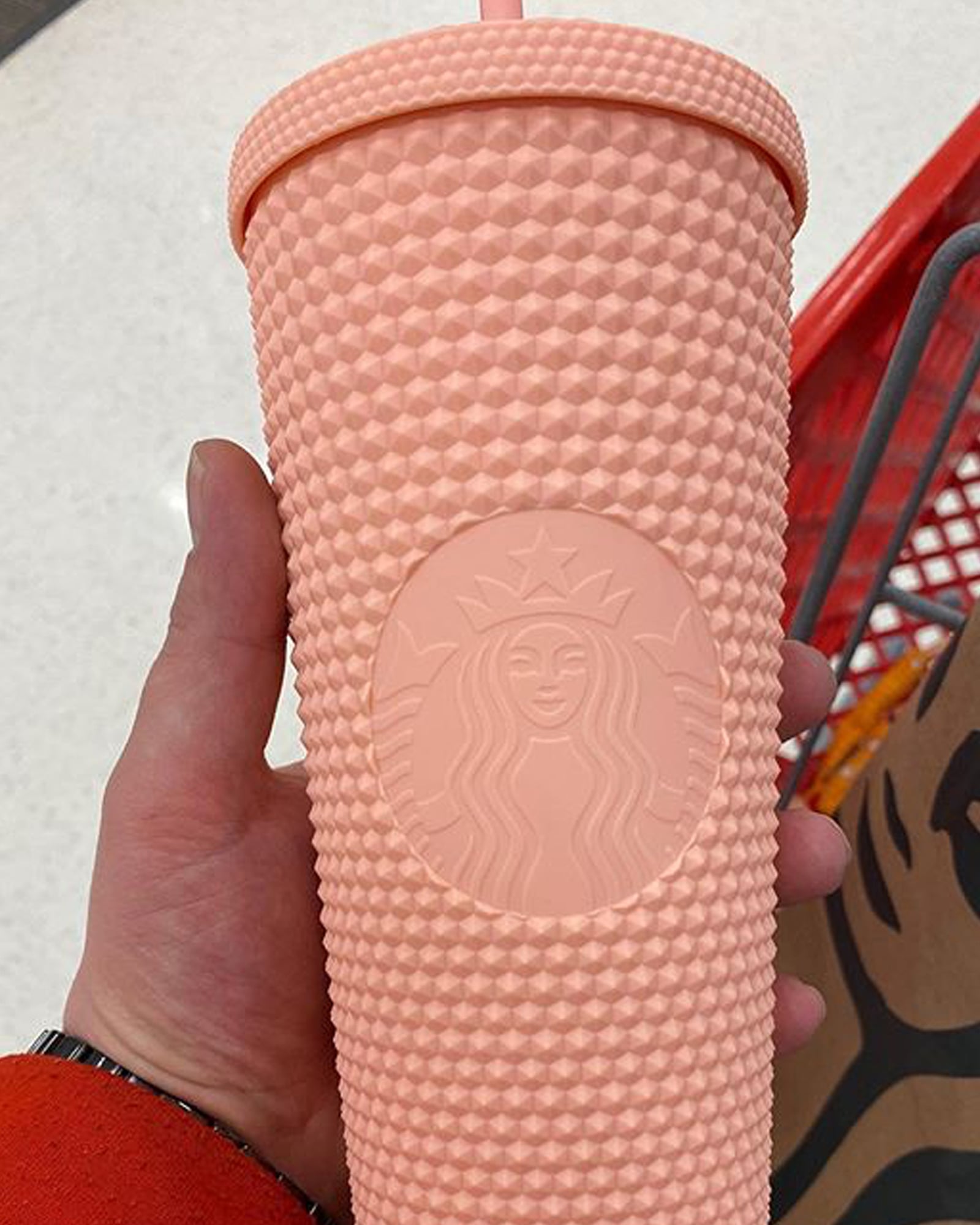 Starbucks Glow Tumbler Cold Drink Cup Matte Pink Diamond Studded