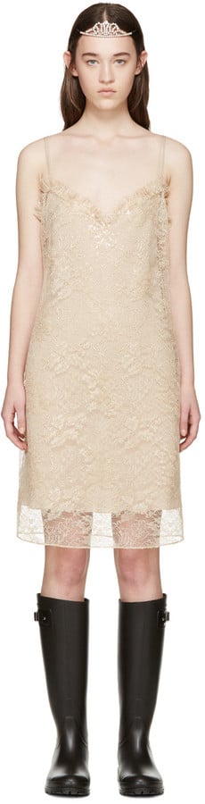 Saint Laurent Nude Lace Slip Dress