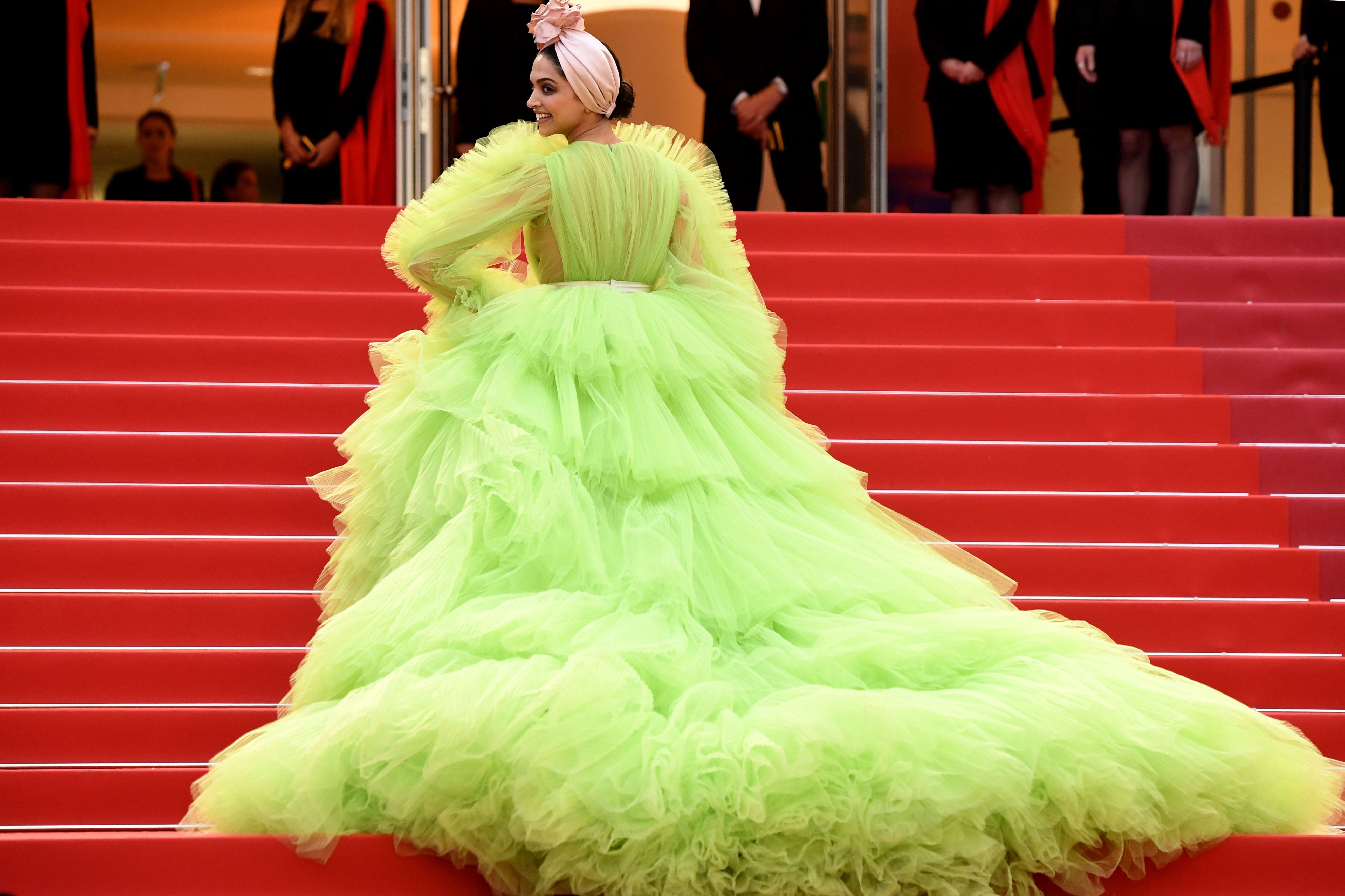 Deepika Padukone Green Dress at Cannes 2019 POPSUGAR Fashion