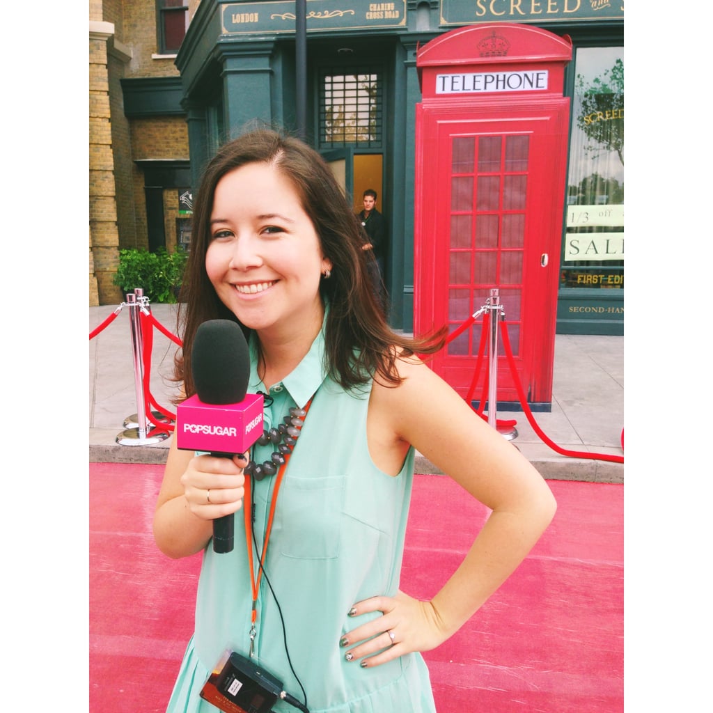 I posed in front of the red telephone box on the red carpet ahead of interviewing the stars of Harry Potter.