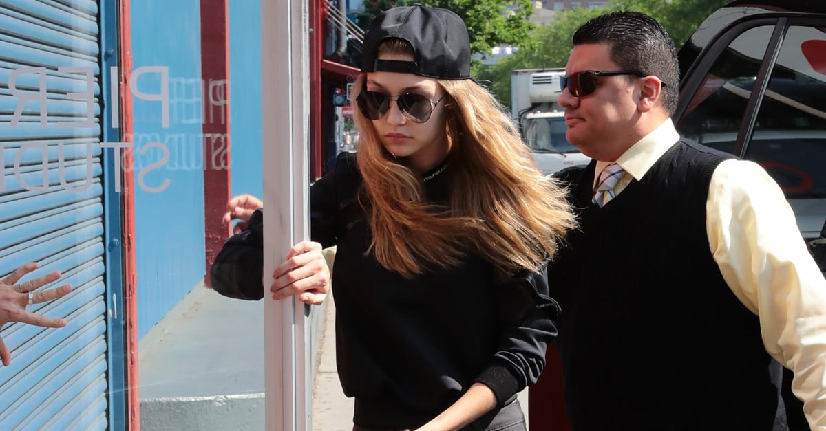 Gigi Hadid Wearing Black Baseball Cap May 2016 POPSUGAR Fashion