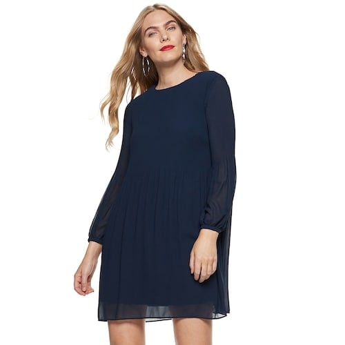 Nine West Crystal-Pleated Shift Dress