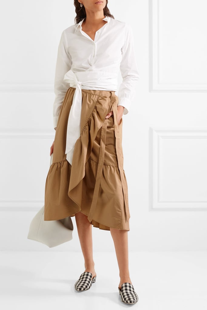 J.Crew Ruffled Cotton-Poplin Skirt | How to Wear a Skirt For Fall 2017 ...