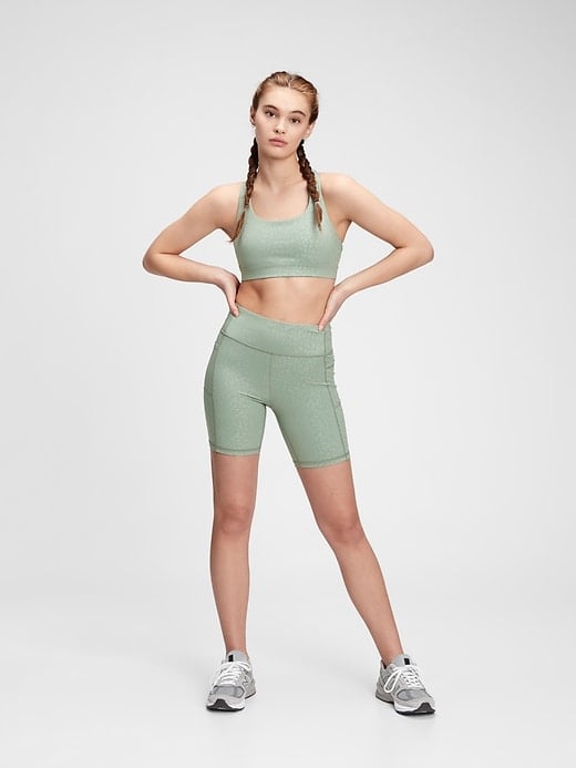 GapFit Blackout Biker Shorts and Medium Impact Crossback Sports Bra