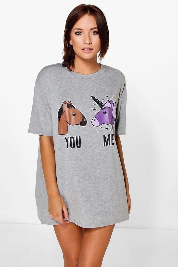 Boohoo Laila Oversized Unicorn Slogan Night Dress ($16)