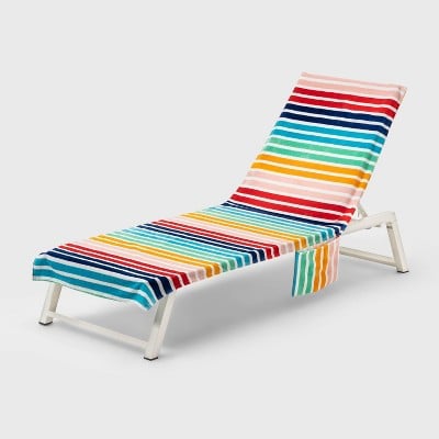 Sun Squad Pocket Lounge Striped Chair Towel