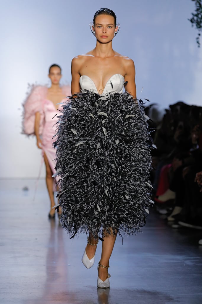 A Feathered Gown From the Prabal Gurung Runway at New York Fashion Week