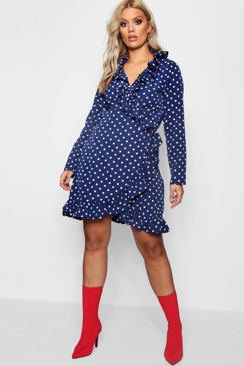 Melissa Polka Dot Ruffle Wrap Dress ...