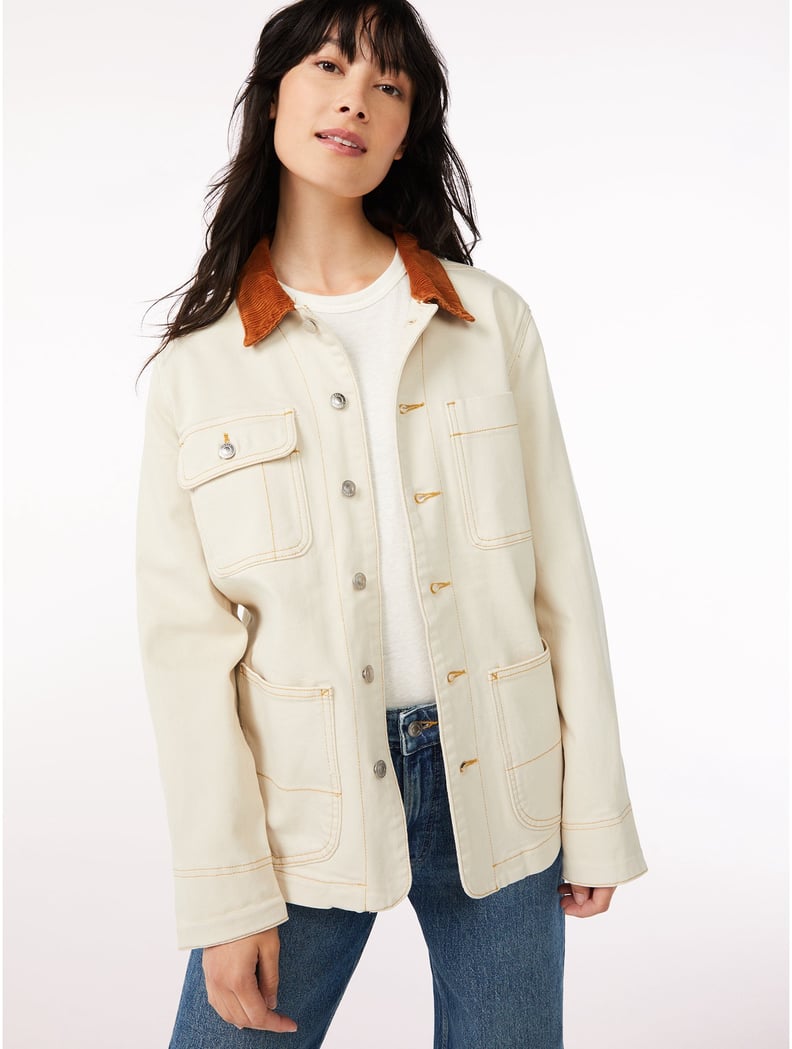 Free Assembly Women's Barn Jacket with Corduroy Collar