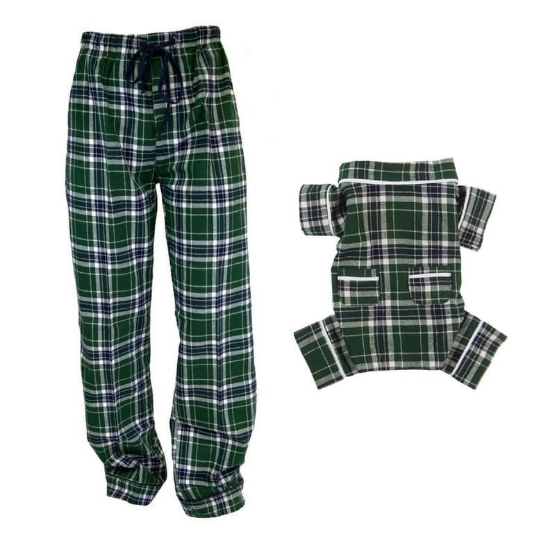 Matching Human and Dog Green Plaid PJ Holiday Set