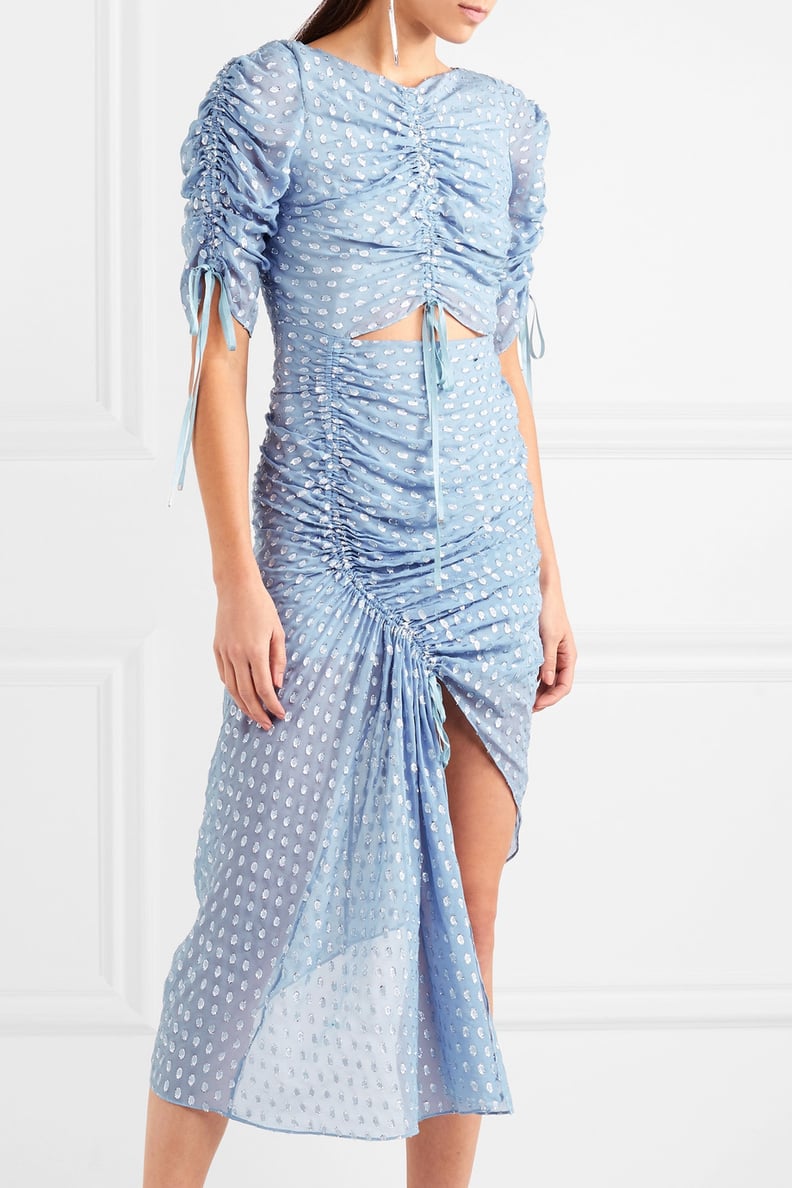 Alice McCall I Feel It Coming Asymmetric Gathered Fil Coupé Georgette Midi Dress