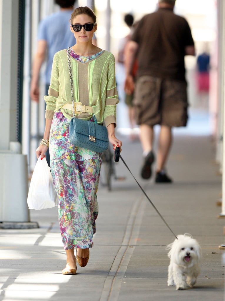 Olivia Palermo can always be seen walking her Maltese terrier, Mr. Butler, around NYC in style.
