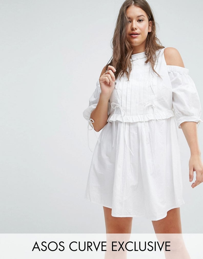 ASOS Curve Cotton Smock Dress With Lace Up Detail