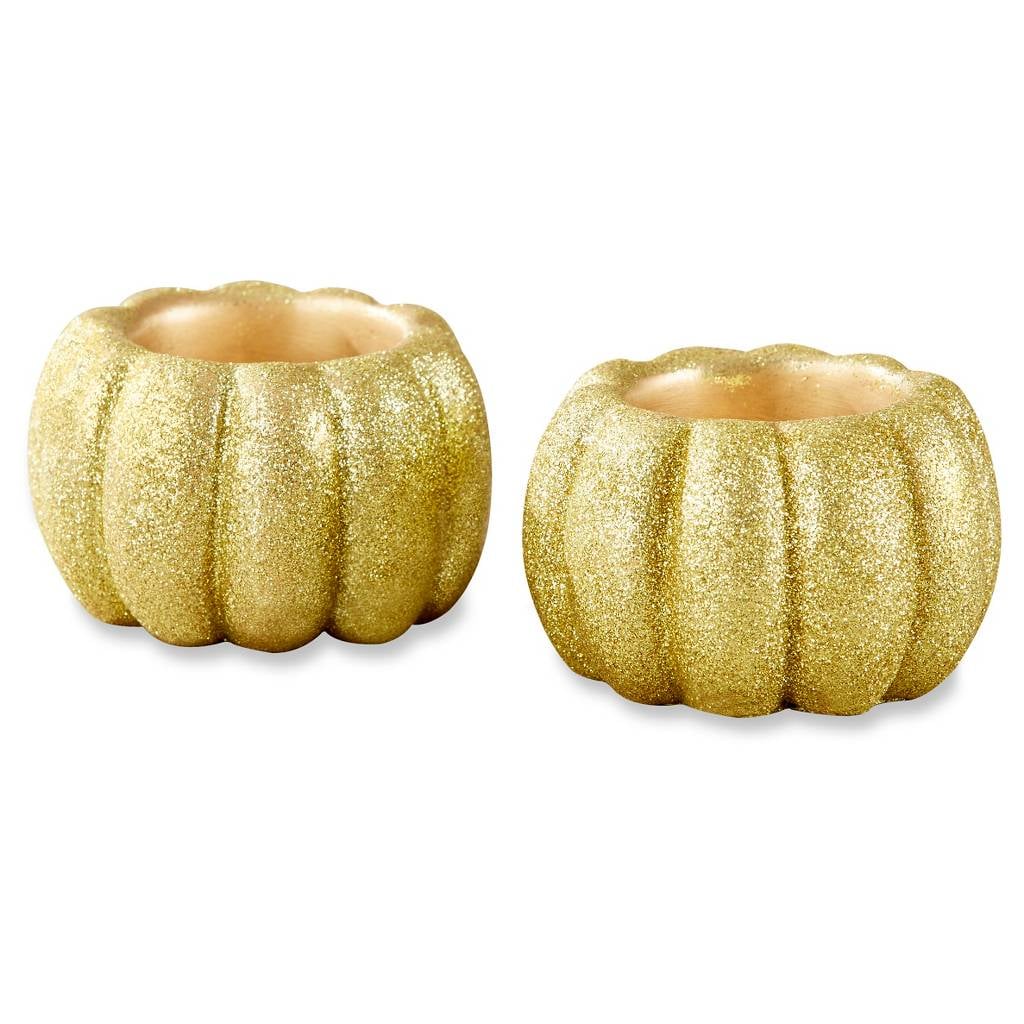 Kate Aspen Gold Glitter Pumpkin Votive Holder, Set of Six ($24)