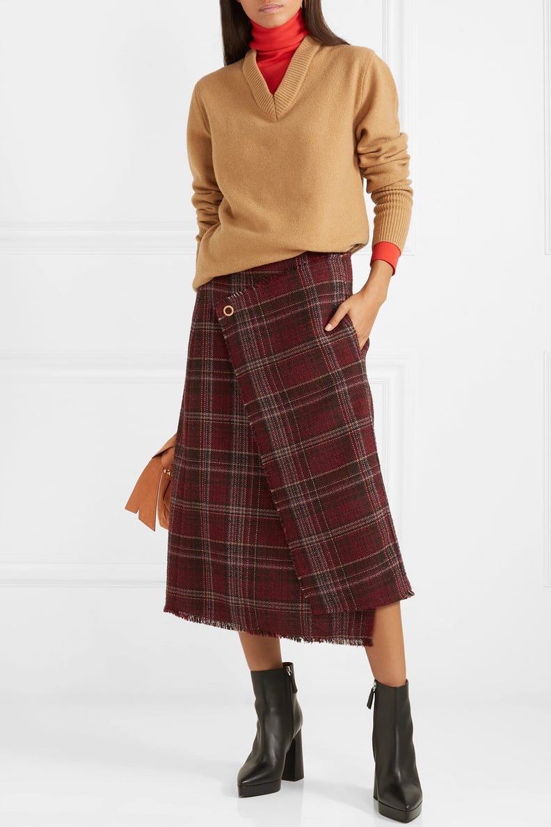 Acne Studios Checked Tweed Wrap-Effect Skirt