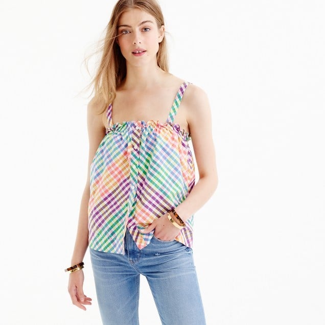 J.Crew Button-Front Top in Rainbow Gingham