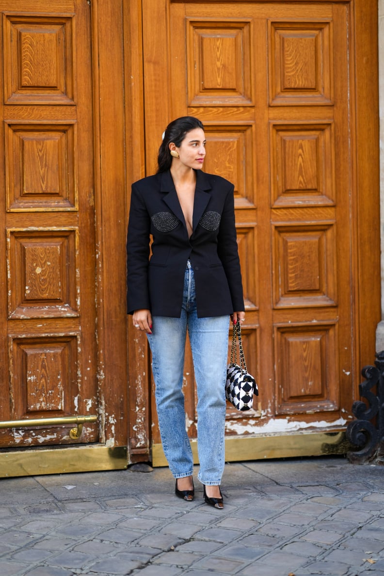 Make a statement with a blazer (and nothing underneath).