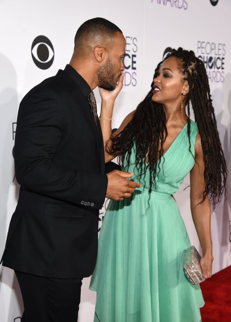 Meagan Good wiped lipstick off of her husband, DeVon Franklin.