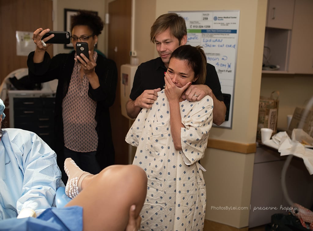 "This is when I first saw the baby's head as he started to crown. It all becomes real for me here."
