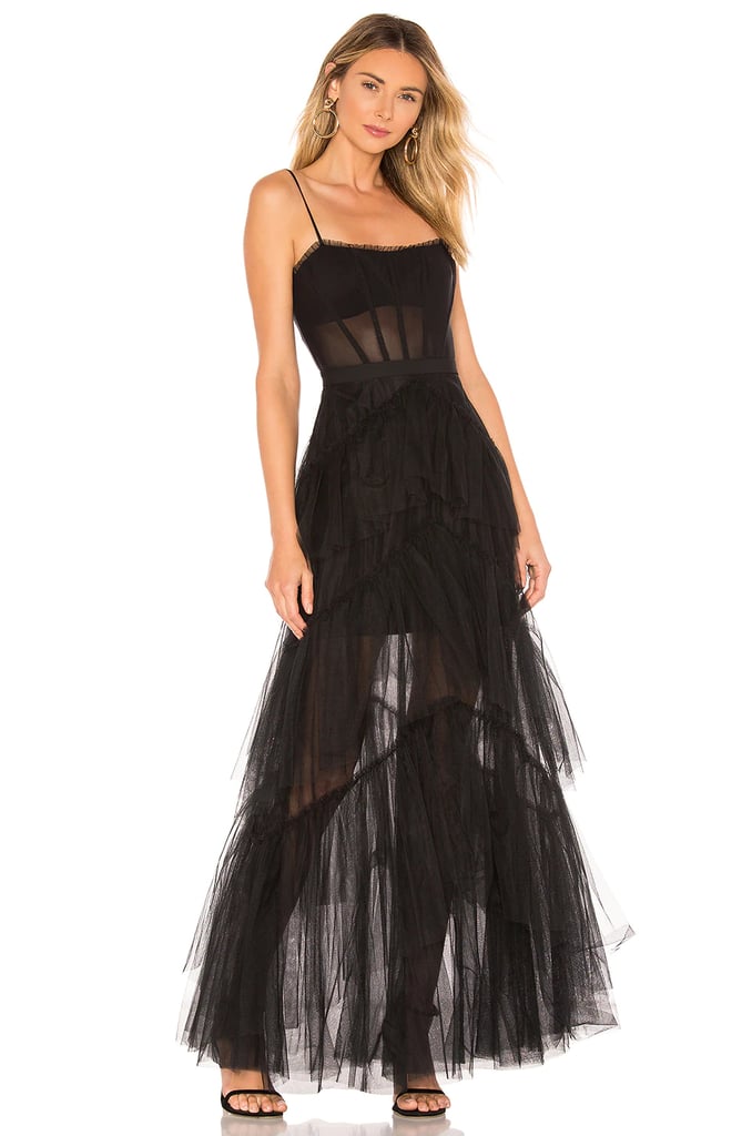 BCBGMAXAZRIA Corset Tulle Gown in Black