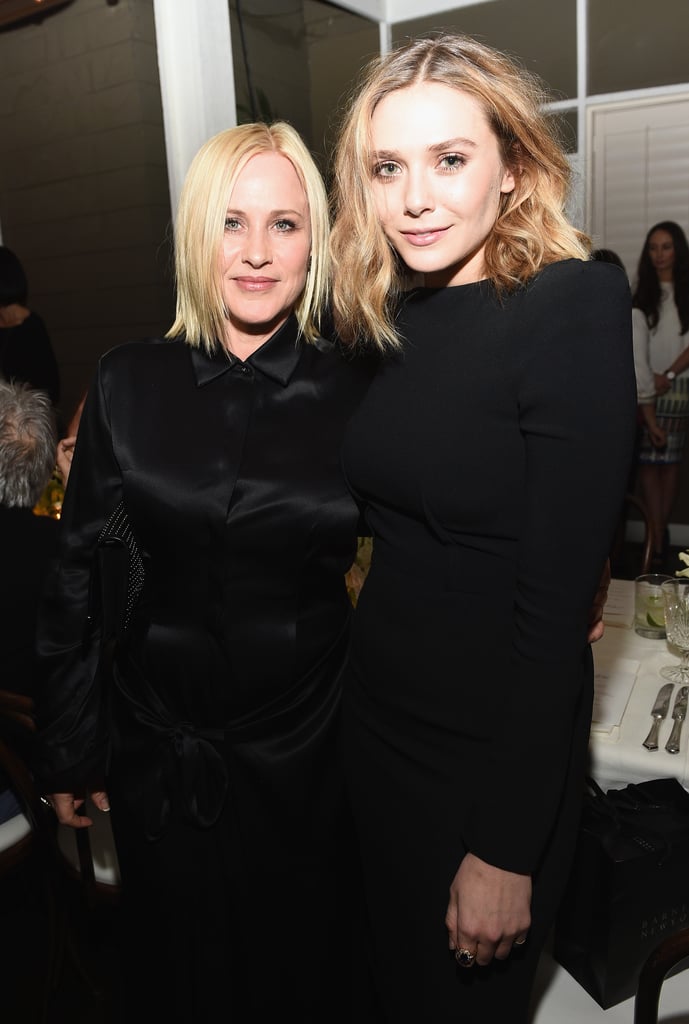 Elizabeth Olsen and Patricia Arquette went with all-black looks for the Vanity Fair and Barneys New York event for OXFAM at Chateau Marmont.