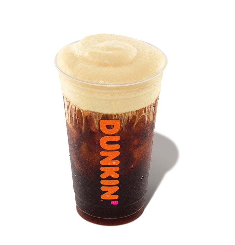 2021 Q1 Window 5 Retouched Product Image (Library Perspective):Pumpkin Cream Cold Brew with Cold Foam; branded plastic cup(image + shadow + white background/transparency)