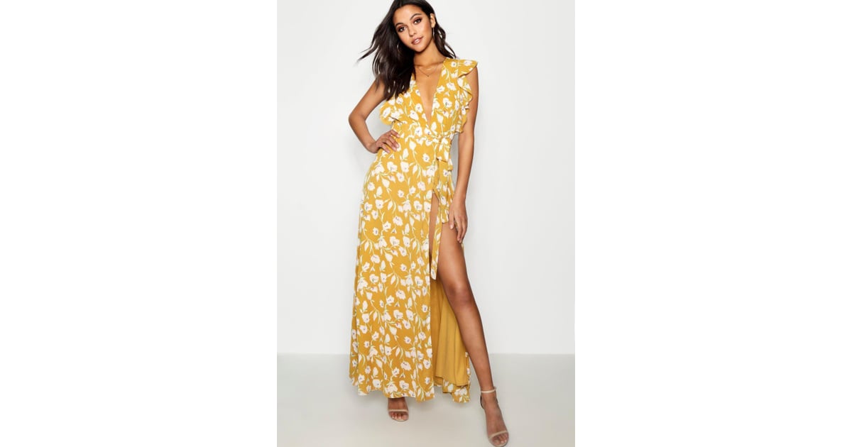 Boohoo Floral Frill Detail Wrap Maxi Dress Priyanka Chopra s